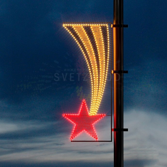 Детальное фото светодиодной консоли 'Звезда Триколор' для уличного монтажа. Виден прочный металлический каркас, светодиодные модули и полимерное покрытие.