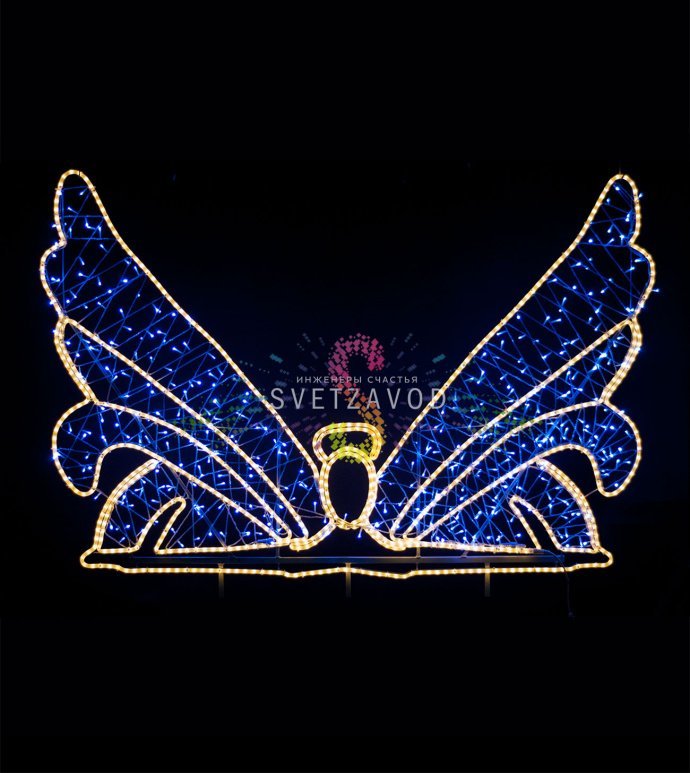 Детальное фото светодиодной фигуры «Бабочка» 150х200 см с теплым и холодным белым свечением, металлический каркас, уличное исполнение IP65 Детальное фото светодиодной фигуры «Бабочка» 150х200 см с теплым и холодным белым свечением, металлический каркас, уличное исполнение IP65