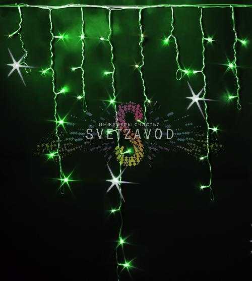 Светодиодная бахрома Айсикл, 3х0,9м, мерцающая, 220В, зеленая, прозрачный ПВХ, IP54, Rich Led