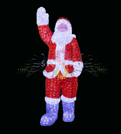 Акриловая фигура 3D Санта Клаус, 210х75х60 см, 4400 LED, 24В, с трансформатором, Neon-Night