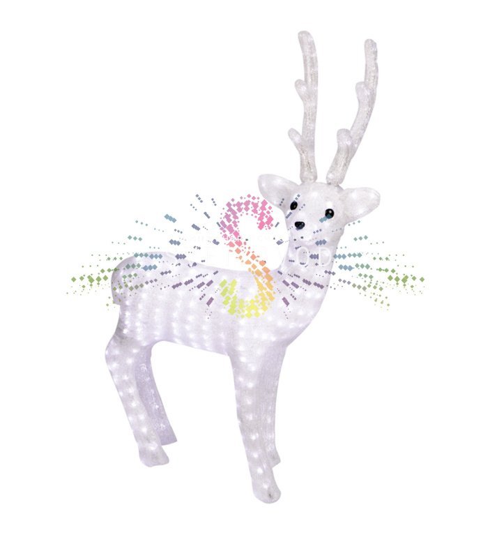 Детальное фото акриловой 3D фигуры Снежный олень с 380 светодиодами, защитой IP65 и блоком питания 31В в комплекте