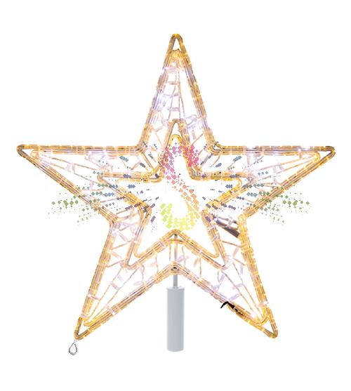 Светодиодная звезда 80см, теплая белая+белая, 80 LED, 220B, IP65, с трубой и подвесом, Neon-Night