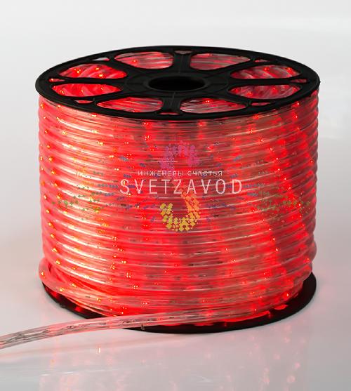 Светодиодный дюралайт, Ø 13мм, 220В, 2W, 24 led/м, фиксинг, красный, 100м, Neon-Night
