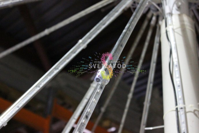 Крупный план светодиодного фейерверка Шар Ø4м (SFW-236) с металлическим каркасом, 52 пластиковыми лучами и контроллером на 12 программ.