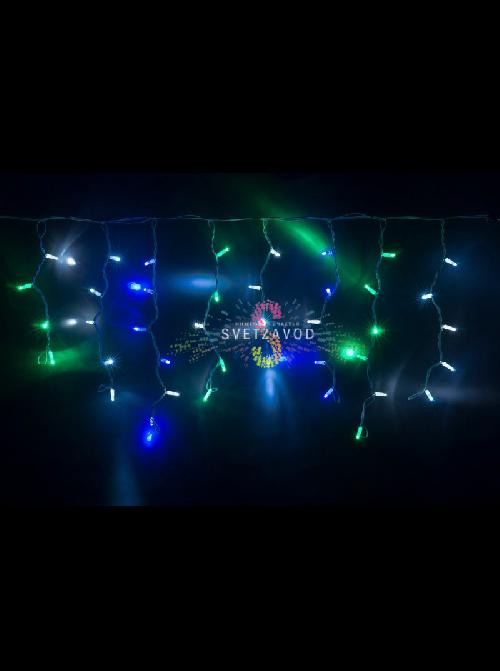 Светодиодная бахрома Айсикл, 4,8х0,6м, фиксинг, 220В, мульти G/W/B, черный каучук, IP65, без блока