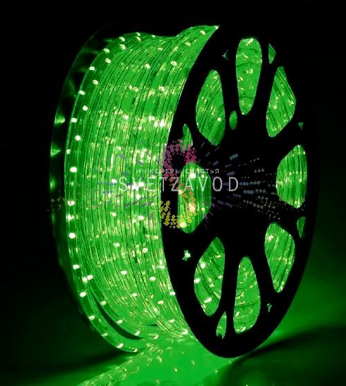 Светодиодный дюралайт, Ø 13мм, 220В, 3W, 36 led/м, чейзинг, зеленый, шаг 2м, 100м