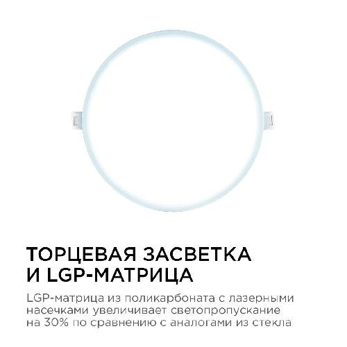 Светодиодная панель встраиваемая круглая 220В, 18Вт, CRI:80Ra, 1440лм, ø170/155 мм, алюминиевы