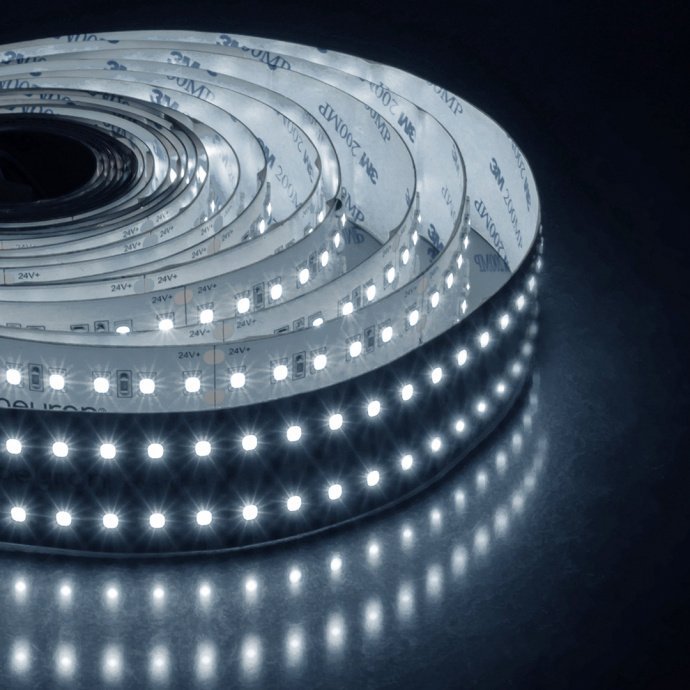 Светодиодная лента 24В PRO SMD2835 240LED/м 5м холодный белый 6500K, IP20, двухслойная медная подложка 30мм, яркость 4200лм/м