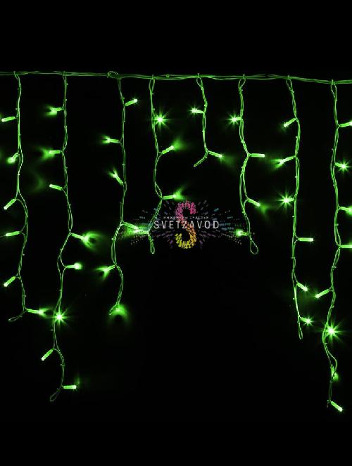 Светодиодная бахрома Айсикл, 5,6х0,9м, фиксинг, 220В, зеленая, белый каучук, IР67, Neon-Night