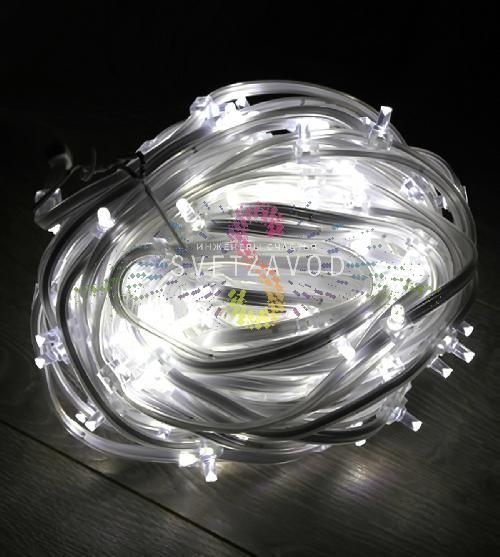 Клип Лайт 12В, фиксинг, белый, 135 LED, 20м, прозрачный ПВХ, с защитными колпачками, IP65