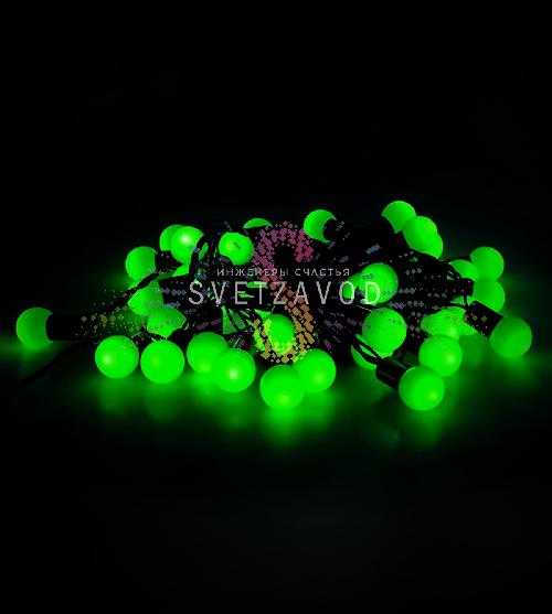 Гирлянда Шарики Ø 15мм, 10м, 220В, черный ПВХ, зеленая, IP65, с блоком питания