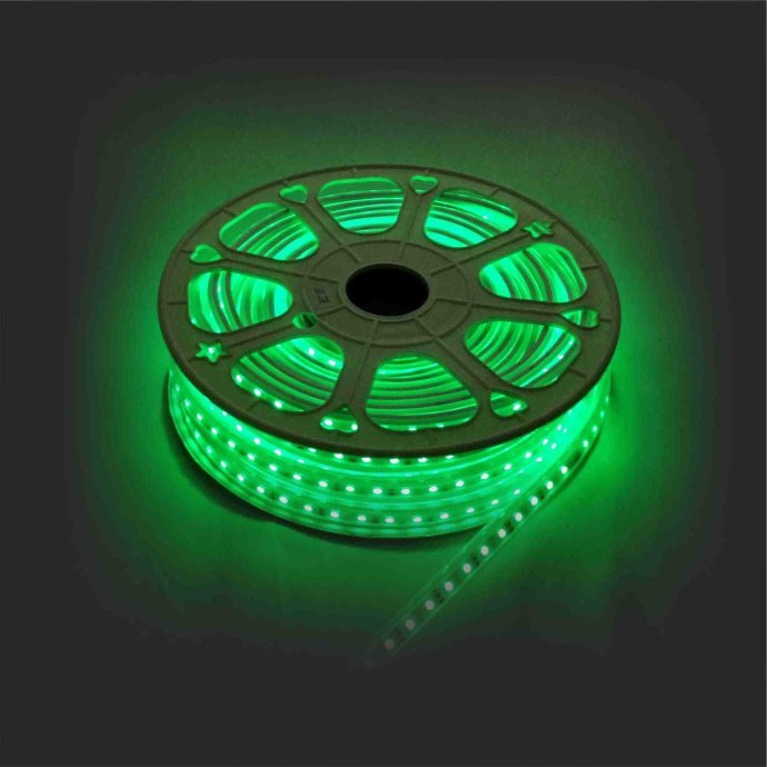 Светодиодная лента RGB 220В, белый ПВХ шнур, прозрачный рассеиватель, IP65, многоцветное свечение, 15м