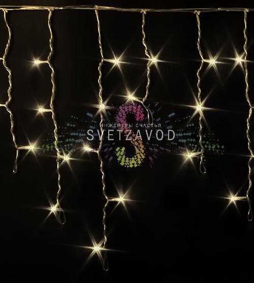 Светодиодная бахрома Айсикл, 3х0,5м, мерцающая, 220В, теплая белая, прозрачный ПВХ, IP54, Rich Led