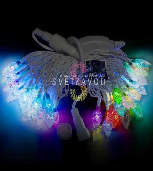 Светодиодная гирлянда Шишки, 7.5м, 50led, 220В, белый ПВХ, RGB, Rich Led
