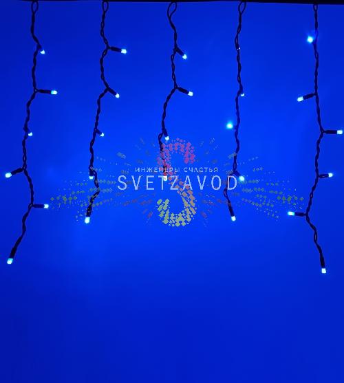 Светодиодная бахрома Айсикл, 4,8х0,6м, мерцающая , 220В, синяя, черный каучук, IP65, без блока 