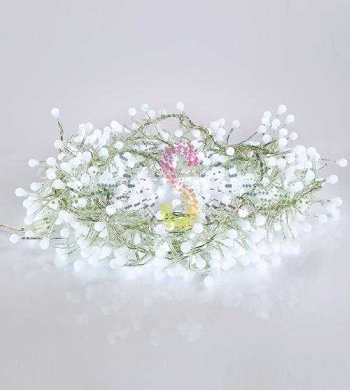 Гирлянда Мишура, 6м, 576 LED, 220В, прозрачный ПВХ, белая, IP20, с контроллером, Neon-Night