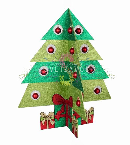 Елочная фигура Елочка складная 3D, 100x84см, зеленый+салатовый+красный+белый, Neon-Night