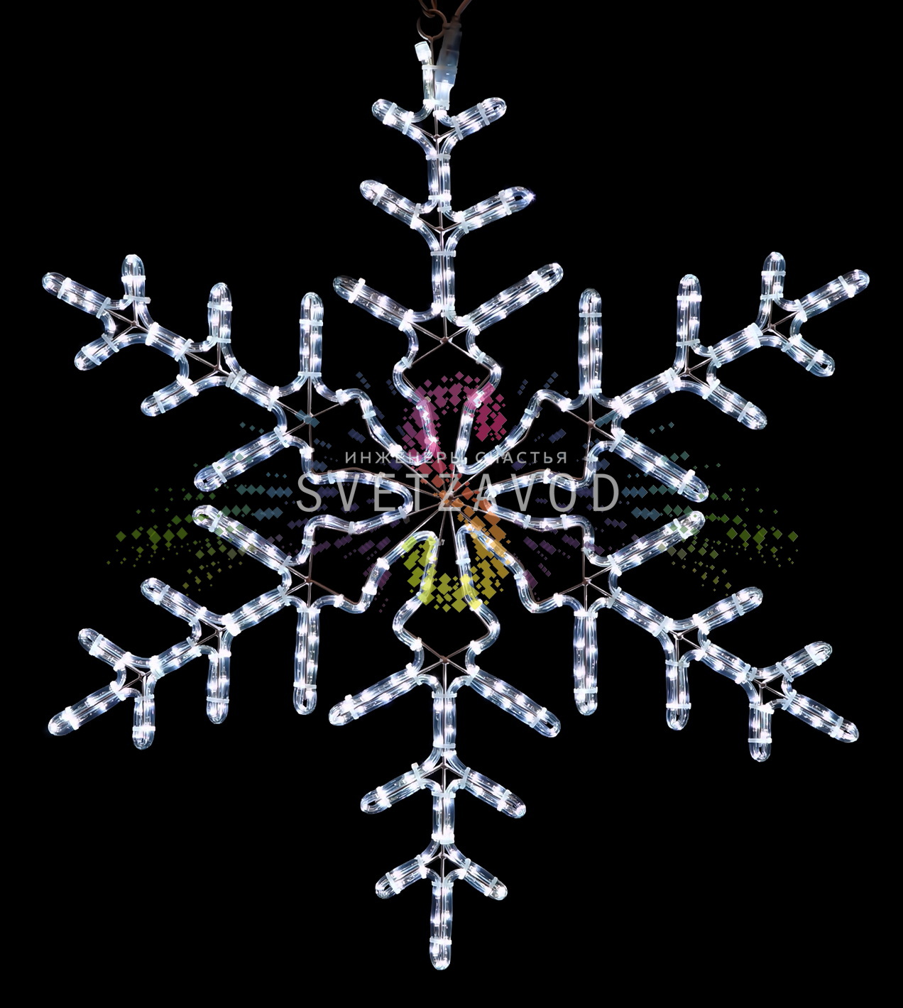 Светодиодная Снежинка, 95см, белая, фиксинг, 220В, IP65