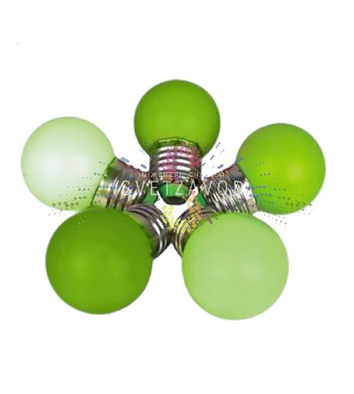 Декоративная лампа, Е27, 5 LED, 2Вт, Ø45мм, зеленая, Rich Led