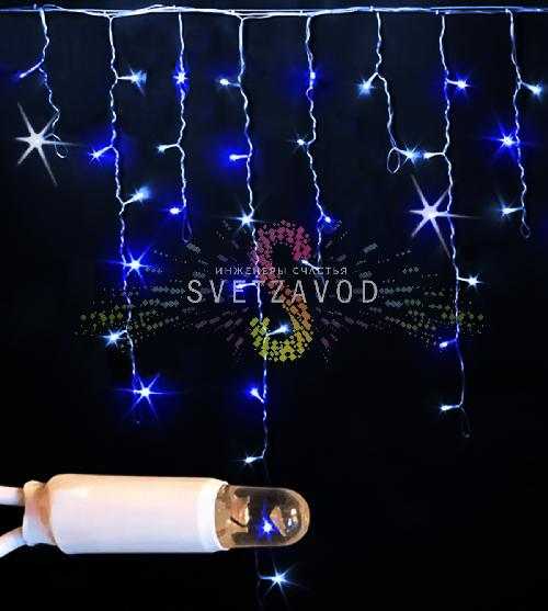 Светодиодная бахрома Айсикл, 3х0,9м, мерцающая, 220В, синяя+белая, белый ПВХ, IP65, Rich Led