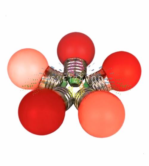 Декоративная лампа, Е27, 5 LED, 2Вт, Ø45мм, красная, Rich Led