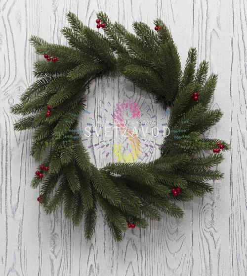 Рождественский еловый венок с ягодами, Ø45см, ветки литые, Neon-Night