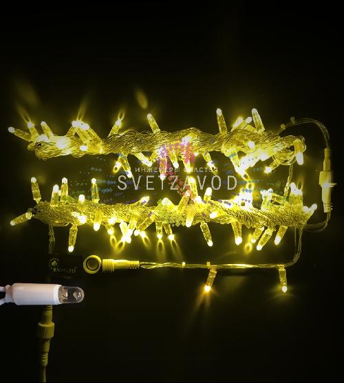 Гирлянда-нить Стринг Лайт, 24В, фиксинг, желтая, 10м, прозрачный ПВХ, IP65, Rich Led