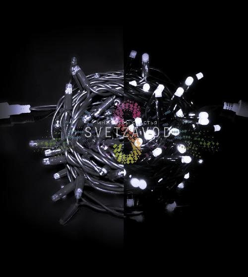 Гирлянда-нить Стринг Лайт, 24В, фиксинг, белая, 10м, черная резина, IP65, Rich Led