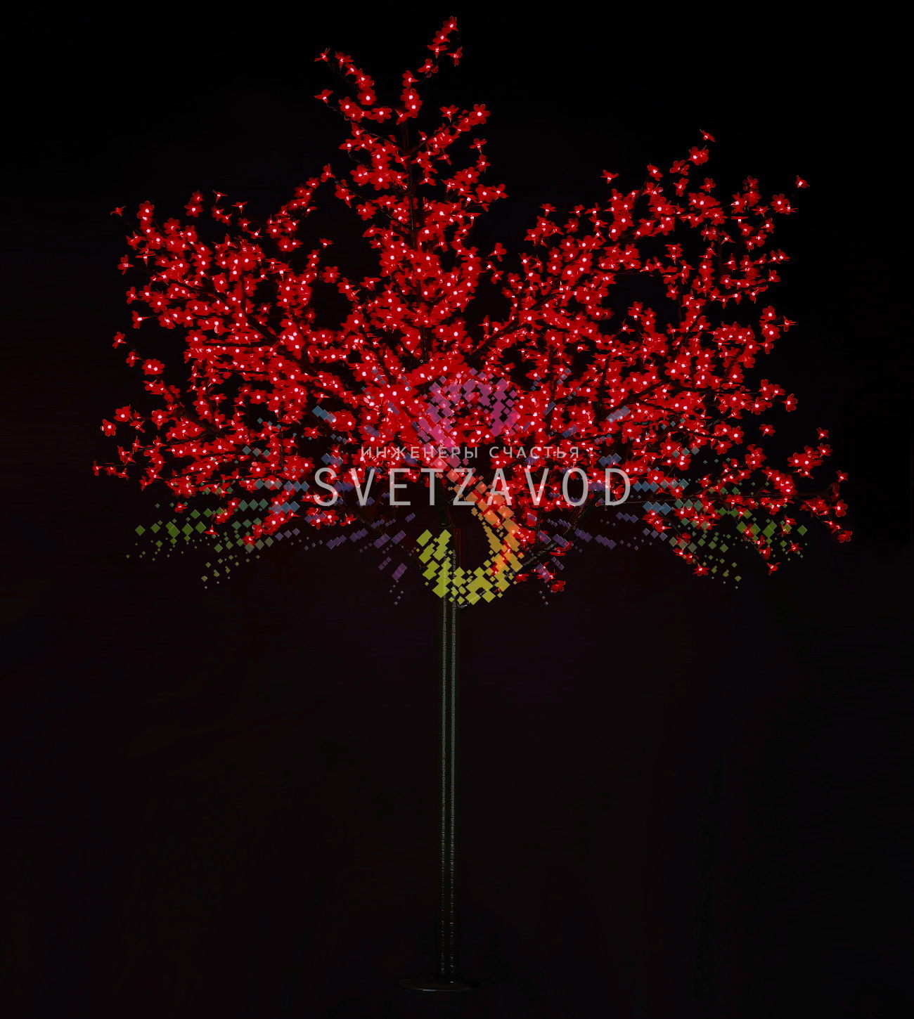 Светодиодное дерево Сакура, 2,5 м, Ø2 м, красное, 24B, 1728LED, IP65
