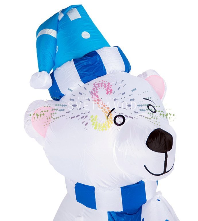 Крупный план надувной фигуры 3D Медведица с медвежонком 180 см от Neon-Night, видны светодиодная подсветка, текстура ПВХ и компрессор в комплекте