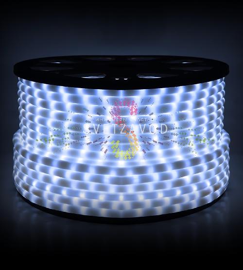 Светодиодный дюралайт, Ø 13мм, 220В, 2W, 36 led/м, фиксинг, белый, шаг 1м, 100м, молочный, Rich Led