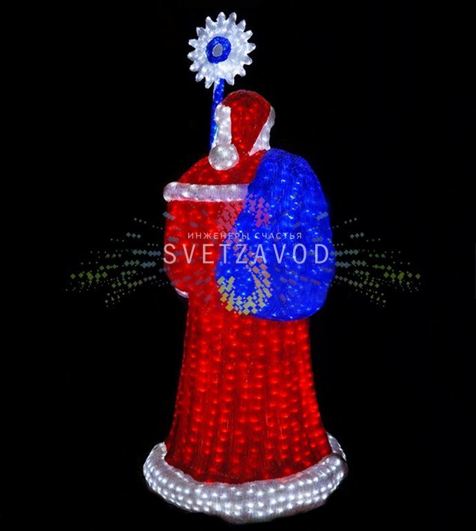 Детальное фото акриловой 3D фигуры Дед Мороз с 5800 светодиодами, защитой IP65 для улицы, с блоком питания. Детальное фото акриловой 3D фигуры Дед Мороз с 5800 светодиодами, защитой IP65 для улицы, с блоком питания.