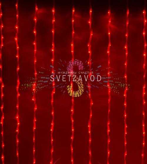 Светодиодный дождь с контроллером, 2,4х3,6м, красный, чейзинг, прозрачный ПВХ, 220В, IP54