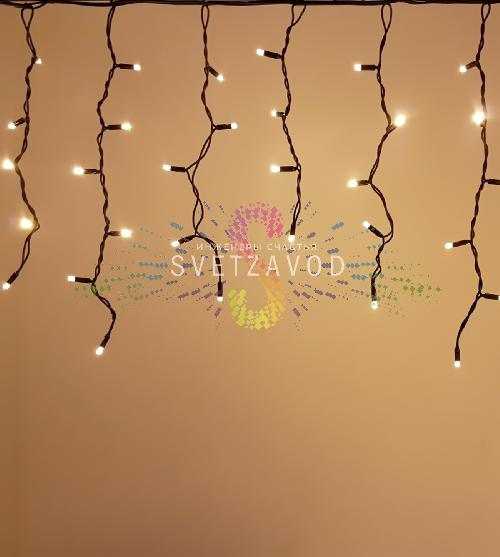 Светодиодная бахрома Айсикл, 4,8х0,6м, фиксинг, 24В, теплая белая, черный каучук, IP65, без блока