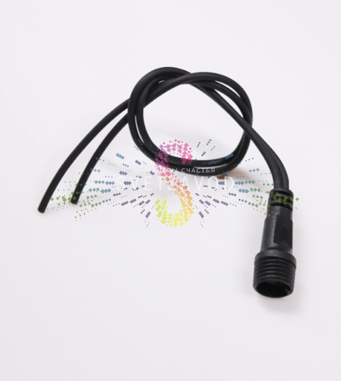 Черный провод ПВХ с разъемами для подключения светодиодной бахромы фиксинг длиной 4,8 метра к блоку питания 24В.