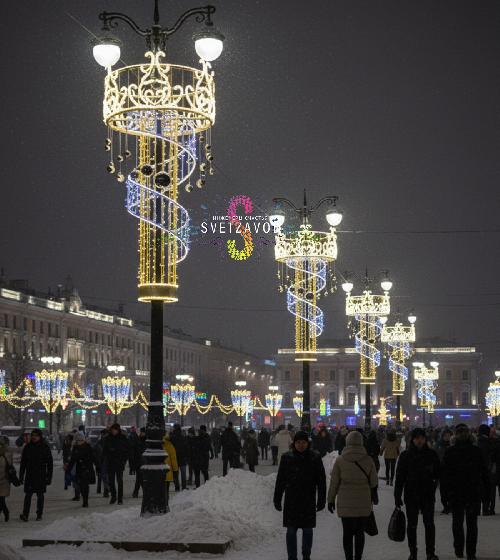 Светодиодная консоль "Корона", 273х135х135 см, теплый белый, синий