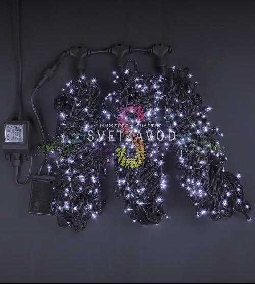 Клип Лайт Спайдер, 24В, 3 нити по 20м, белый, мерцающий, WF, черный ПВХ, IP54, Rich Led