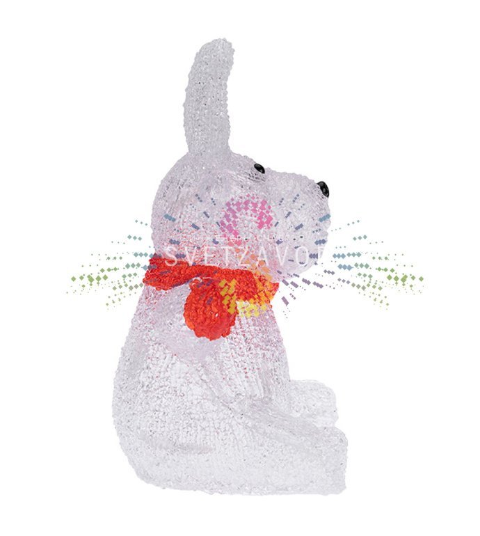 Детальное фото акриловой светодиодной фигуры 3D Олененок в шарфе. Видны 24 светодиода, качественный акрил, размеры 20х17х30 см, работает от 2-х батареек АА.