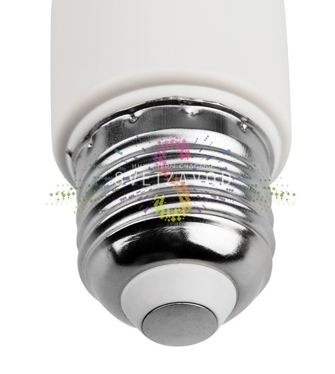 Крупный план светодиодной сосульки для гирлянд Белт-лайт с цоколем Е27, демонстрирующий прозрачный пластиковый корпус и внутреннюю плату со 120 светодиодами.