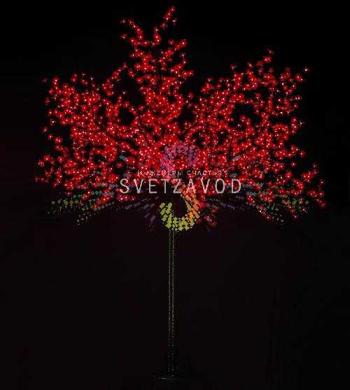 Светодиодное дерево Сакура, 2,5 м, Ø2 м, красное, 24B, 1728LED, IP65