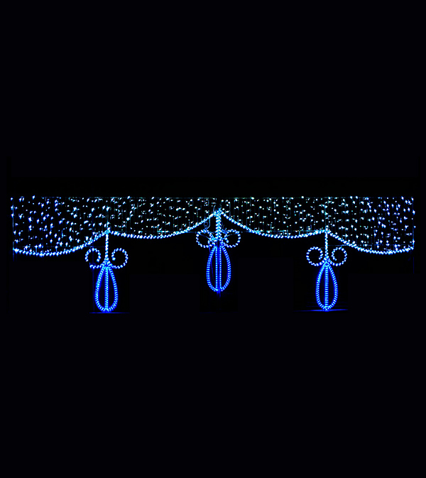 Светодиодная перетяжка "Ледяные капли", 520х150 см, белая, синяя