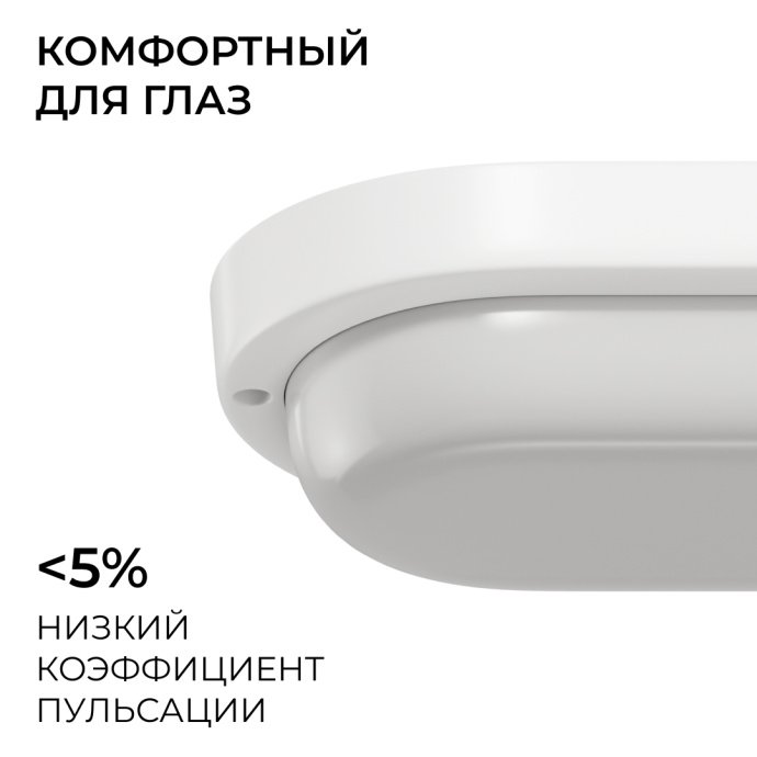Светодиодный герметичный овальный светильник IP65, 18Вт, холодный белый 6500K, 1350лм, накладной, 195х95х38мм