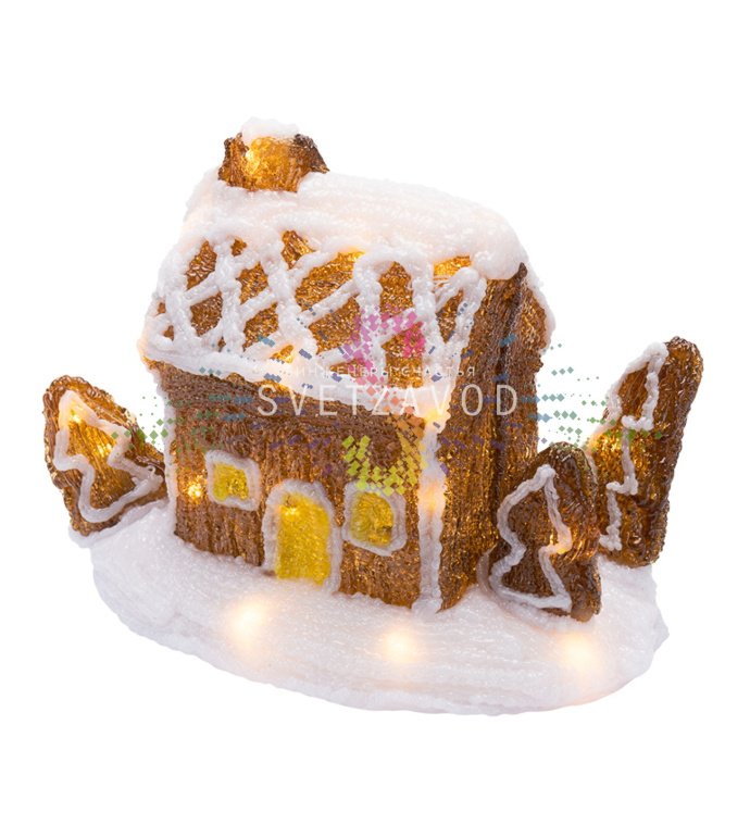 Акриловая светодиодная фигура 3D Пряничный домик, 26х15,5х20 см, 30 LED, на батарейках, Neon-Night