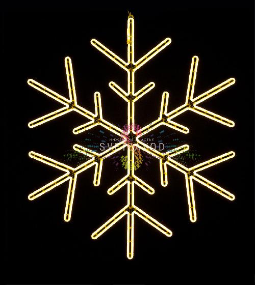 Светодиодная Снежинка, 120см, белая теплая, фиксинг, неон, 220В, IP65
