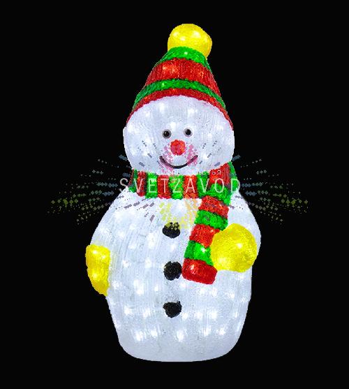 Акриловая фигура 3D Снеговик с шарфом, 60 см, 200 LED, 24В, с трансформатором, Neon-Night