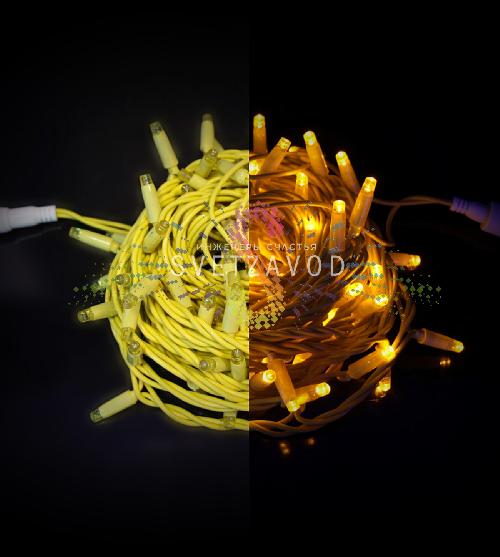 Гирлянда-нить Стринг Лайт, 24В, фиксинг, желтая, 10м, желтая резина, IP65, Rich Led