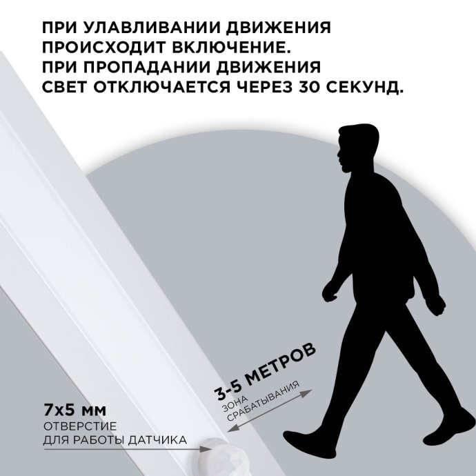 Выключатель с ИК-датчиком движения монохромный для алюминиевого профиля, размер 11х5х1 мм.