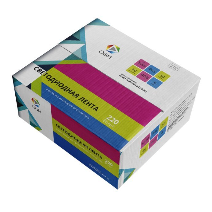 Детальное фото: RGB многоцветная светодиодная лента 220В SMD5050 60д/м, ПВХ защитой IP65, шнур питания PS3-52 в комплекте.