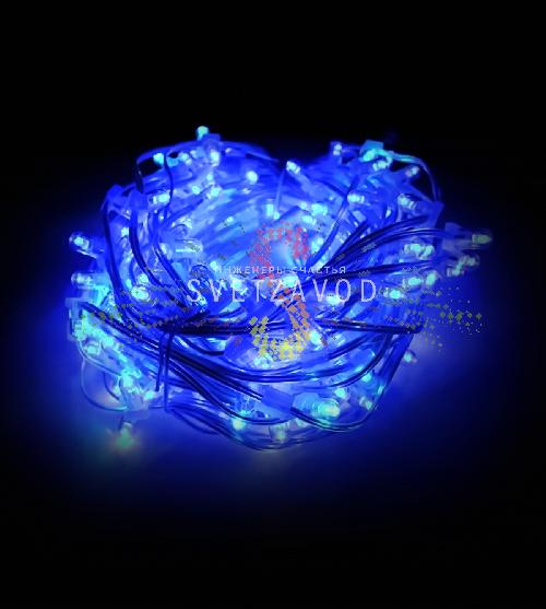 Клип Лайт 12В, мерцающий, ВF, синий, 666 LED, 100м, прозрачный ПВХ, с защитным колпачком, IP64