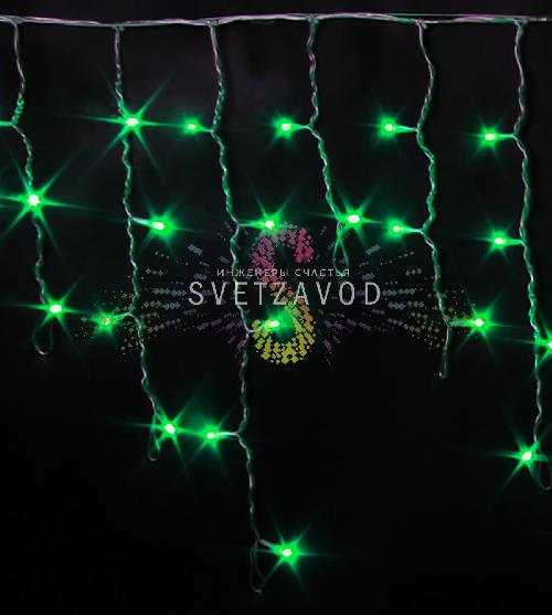 Светодиодная бахрома Айсикл, 3х0,5м, мерцающая, 220В, зеленая, прозрачный ПВХ, IP54, Rich Led